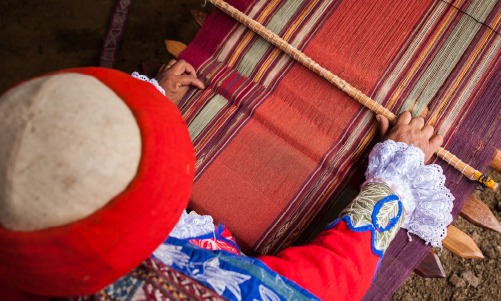 Quechua Woman Weaving