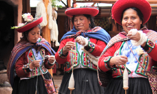 Quechua Women Making Yarn